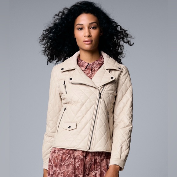 Simply Vera Vera Wang Jackets & Blazers - NWT Simply Vera Vera Wang Quilted Moto Jacket Size Medium